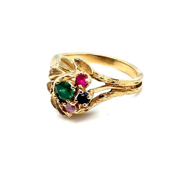 10K Gold 4-Gemstones Ring - Picture 3 of 12